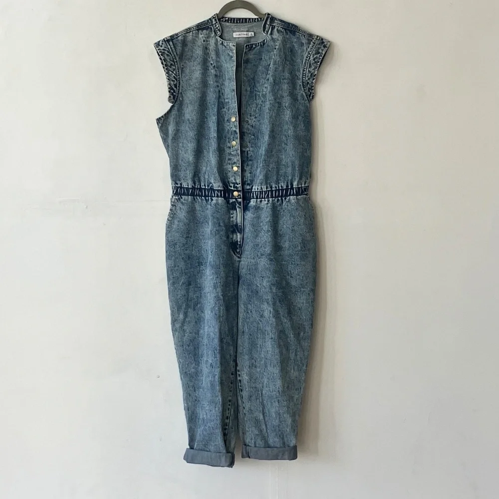 JustFab Acid Wash Jumpsuit - Picture 2 of 14